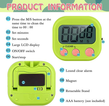 Xuhal 100 Pieces Digital Kitchen Timer Bulk, Small Magnetic Timers for Classroom, Digits Stopwatch Clock Timer for Cooking Baking Sports Games Office, Not Including Battery (Multicolor) - Image 3