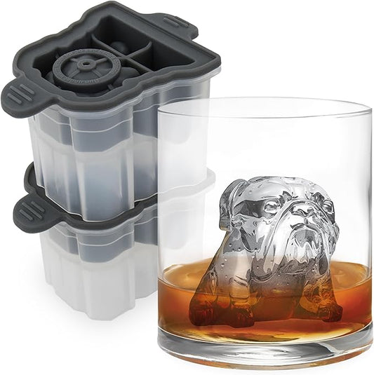 Tovolo Bulldog Ice Cube Mold Pack of 2 Craft Ice Cube Molds for Whiskey Bourbon Cocktails, Easy Fill Funny English Bull Dog Shaped Ice Cube Gifts for Bulldog Lovers, Dishwasher Safe BPA Free Silicone by Tovolo