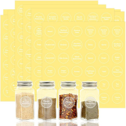 Spice Labels, 432Pcs Spice Labels Stickers 1.4in Waterproof Adhesive Round Preprinted Spice with Blank Label Tear Resistant Sticker for Kitchen Jars Caps Food Containers Organizers (Transparent) by LOPUROExquisiteAccessories
