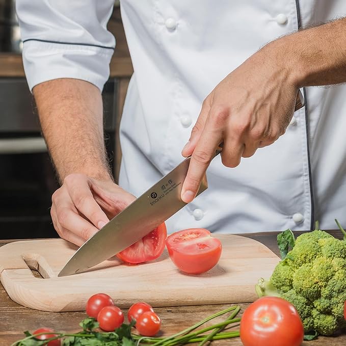 imarku Chef Knife - Pro Kitchen Knife 8 Inch Chef's Knives Japanese HC Steel Sharp Paring Knife with Ergonomic Handle, Tawny Handle, Best Gifts for Men and Women, Gyutou knives - Image 7