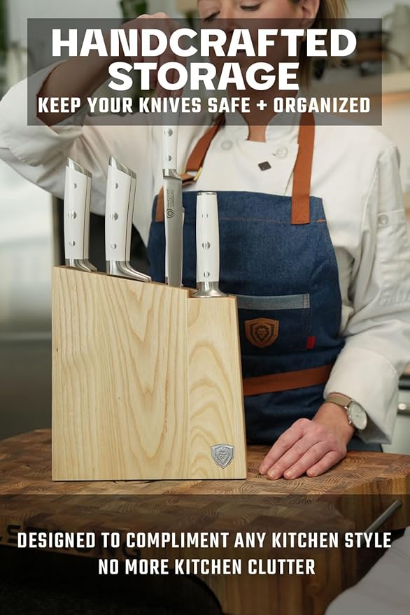 Dalstrong Knife Set Block - 8 Piece - Gladiator Series - German High Carbon Steel Kitchen Set - Premium Food-Grade White ABS Polymer Handles - NSF Certified - Image 2