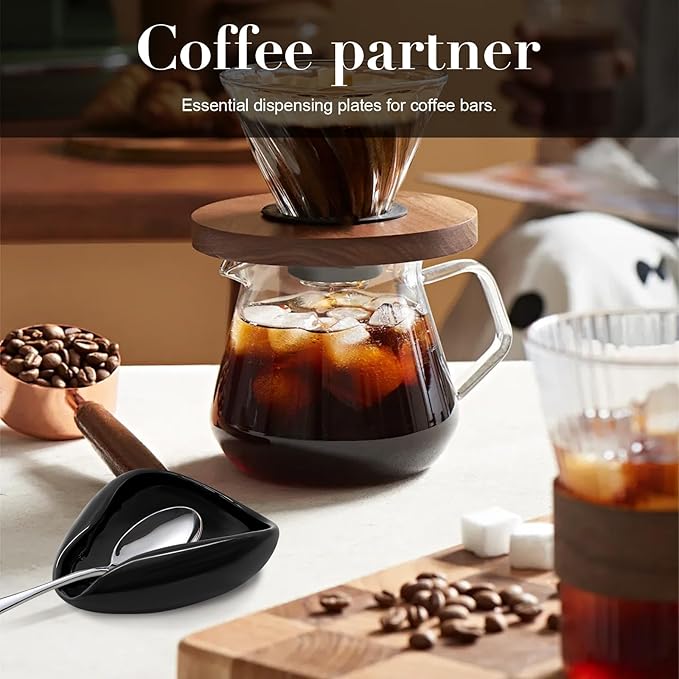 Ceramic Coffee Spoon Rest, Small Black Spoon Rest and Coffee Spoon Holder for Coffee Bar and Kitchen Counter, Mini Drip Catcher for Coffee Station, No Spoon Included - Image 2