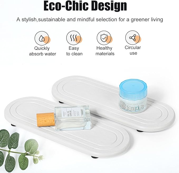 2PCS Water Absorbing Stone Tray, Fast Drying Diatomite Stone Sink Tray, Water Absorbent Diatomite Coasters, Stones Soap Trays for Kitchen Sink, Bathroom Counter Hand Soap Dish & Holders - Image 5
