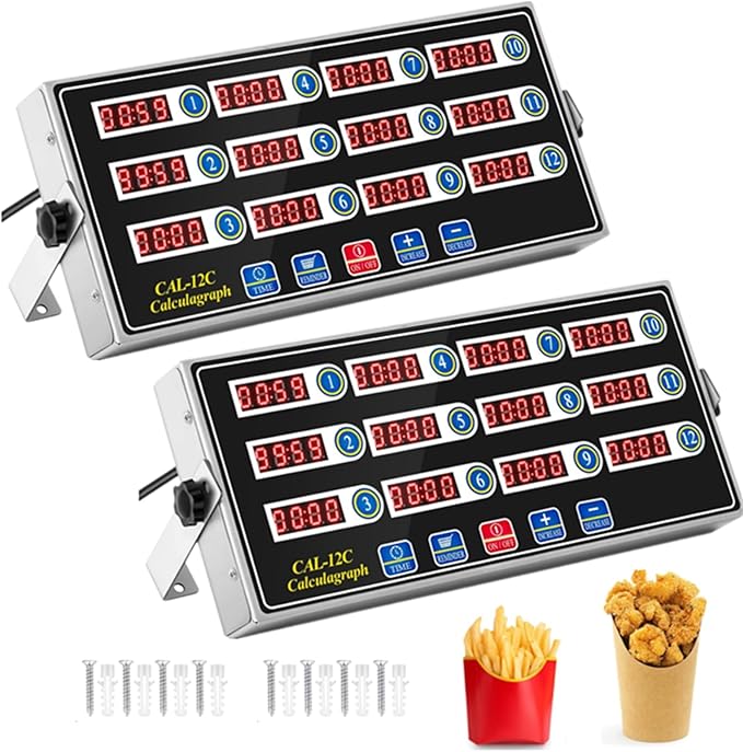 Relaxweex 2 Pack Commercial 12 Channel Digital Kitchen Timer, Multi-Countdown Timer with Loud Alarm & Large LCD Display, Wall Mount or Countertop for Restaurant, Fry Station, Baking & Lab Use by Relaxweex