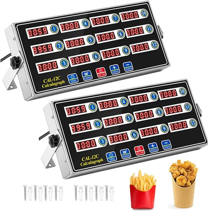 Relaxweex 2 Pack Commercial 12 Channel Digital Kitchen Timer, Multi-Countdown Timer with Loud Alarm & Large LCD Display, Wall Mount or Countertop for Restaurant, Fry Station, Baking & Lab Use by Relaxweex