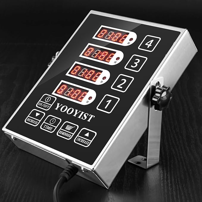 Precision Kitchen Timers for Cooking – 4 Channel Commercial Kitchen Timer Restaurant Kitchen Supplies – Stainless Steel Digital LED Chef Cooking Timer – Reminder Function, Loud Alarm, Grey - Image 3