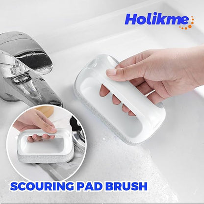 Holikme Cleaning Brush Set, Scouring Pad for Cleaning, Groove Gap Brushes for Pot, Pan, Kitchen Sink, Wire Brushes (Brown) - Image 4