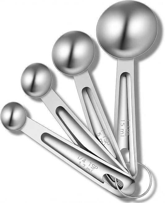 4Pcs Stainless Steel Measuring Spoons Set, Metal Measuring Spoons Set, Table Spoon Measure Spoon for Coffee, Teaspoon Scoop Kitchen Gadgets Cooking