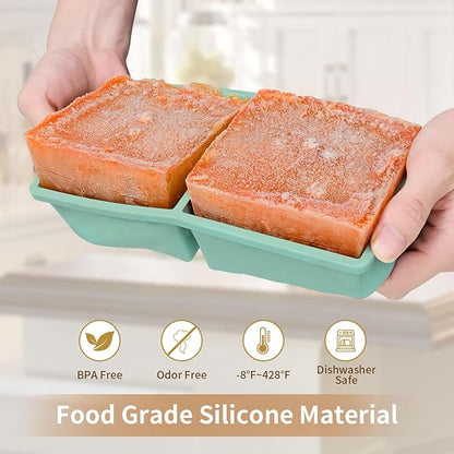 Silicone Freezer Tray for Soup Ice Cubes: 2-Cup Freezing Tray with Lid for Meal Prep - 2Pack Silicon Soup Portion Freeze Trays Make Stock Souped Ice Cube - Image 4