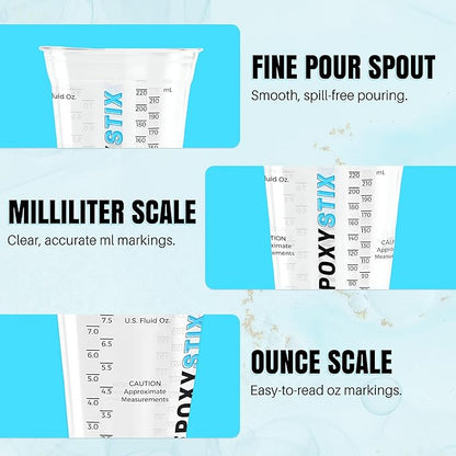 [Pack of 25] 10oz Disposable Graduated Measuring Cups for Mixing - Measurements in mL and Oz - Multipurpose Reusable Cups for Paint, Epoxy Resin, Stain, Liquid Mixing Cups