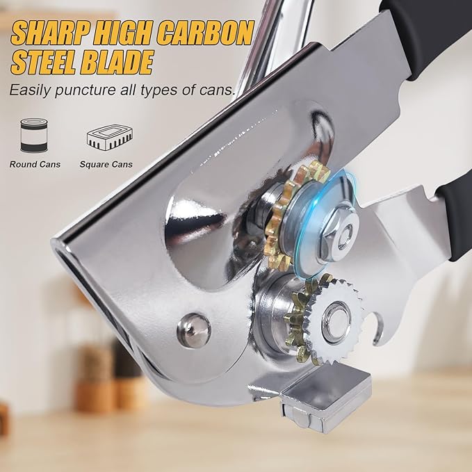 Commercial Can Opener, ICEKATl Can Opener Manual Heavy Duty Easy for Big Cans with Magnet, Folding Hand Crank With Comfortable Long Handles - Image 2