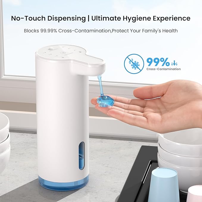 Seawah Automatic Soap Dispenser Touchless(Upgrade Auto & Manual Dual Modes), Quiet Design, IPX7, Adjustable Volume, Rechargeable, Thick & Thin Dish/Hand Soap Compatible for Bathroom & Kitchen - Image 2
