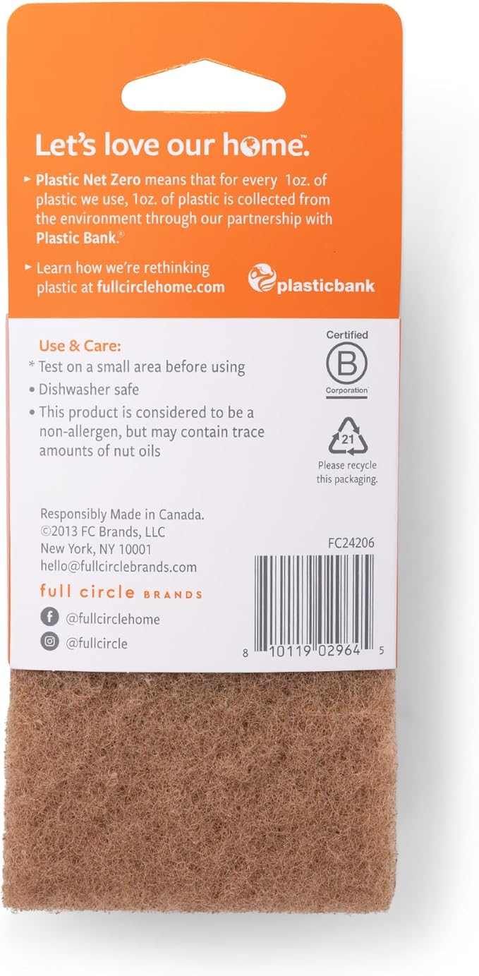 Full Circle Neat Nut, Walnut Scour Pads – Pack of 8 – Powerful, Non-Scratch Dish Scrubber Made with Plant-Based & Recycled Materials, Safe for Nonstick - Image 9