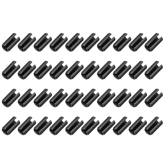 MECCANIXITY 60Pcs Slotted Split Roll Pins 6/25 Inch(6mm) Dia. 12/25 Inch(12mm) Length 65Mn Steel Spring Tension Expansion Dowels for Secure Fastening, Black