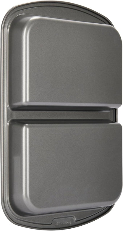 GoodCook Everyday Divided Baking Pan 1.5-Inch Deep 2-Section Non-Stick Scratch-Resistant Carbon Steel Construction for Meal Prepping & Sheet Pan Dinners, 11x15-Inch, Gray