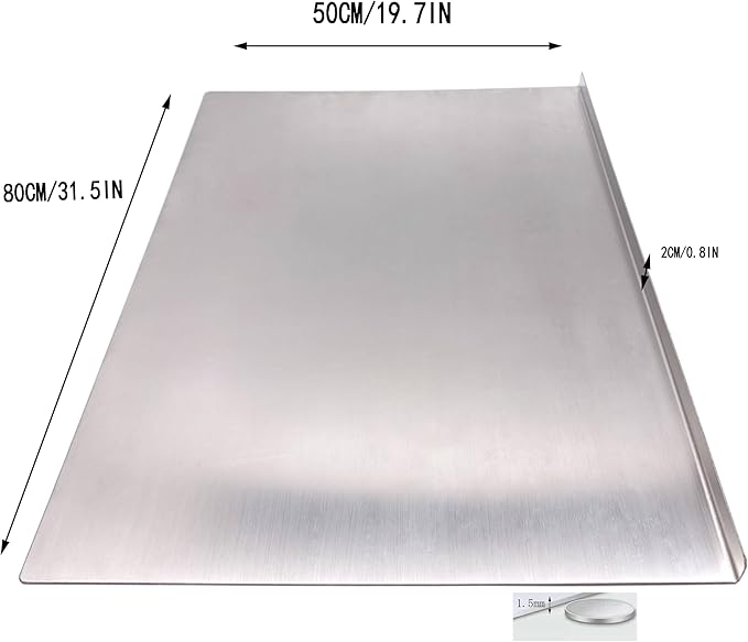 BILLAMB Stainless Steel Cutting Boards for The Kitchen, Suitable for Meat, Fruits, Vegetables, Bread, and Baking Large-sized Cutting Boards (80 x 50cm/31.5 x 19.7 in) - Image 2