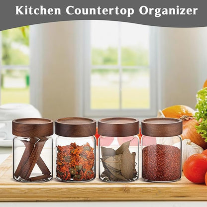 10 oz Small Glass Jars with Top Screw Lid Round Herb Coffee Bean Ground Storage Canister Clear Glass Food Container for Pantry Sugar Tea Coffee Bean Spice Nuts Cookies Bath Salts (2×300ml(10oz)) - Image 4