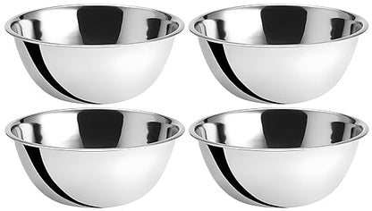 OCS Parts 8 Quart Mixing Bowls | Set of 4 | 13.25-Inch Stainless Steel Professional Grade Flat Base Mixing Bowls for Home and Commercial Kitchens by OCSParts
