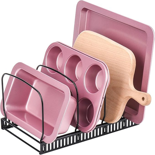 Toplife 10+ Bakeware Organizer Rack for Kitchen Bakeware, Cookware, Dinnerware, Cutting Boards, Plates, Pot and Pan Lids (Black) by Toplife