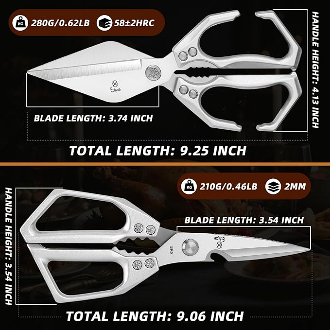 Kitchen Shears Set – Heavy Duty Japanese Stainless Steel Kitchen Scissors, Ultra Sharp Meat Scissors Dishwasher Safe, Cooking Scissor for Food - Image 2