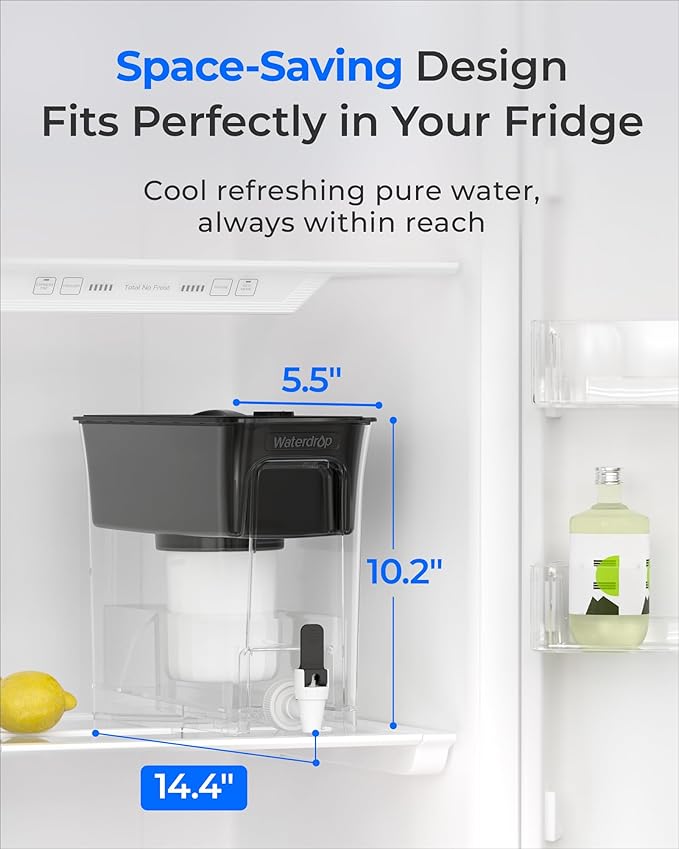 Waterdrop TDS Reduction Water Filter Pitcher, 6-Stage Advanced Filtration, Reduces TDS, Chlorine, PFOA/PFOS and More for Healthier, Lasts Up to 2 Months, 35-Cup, Long-Life Dispenser (with 1 Filter) - Image 5