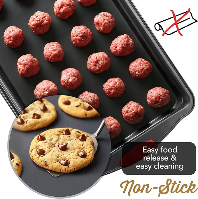 Baking Pan Set, 39 Piece Premium Baking Set, Nonstick Bakeware Sets BPA Free, Cookie Sheets for Baking Nonstick Set, Steel Baking Sheets for Oven with Muffin Pan, Cake Pan & Black Kitchen Utensils - Image 5