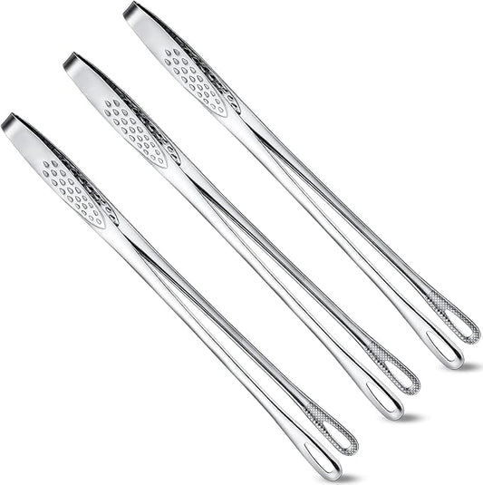 Geiserailie 3 Pcs 11 Inches Korean BBQ Tongs Stainless Steel Kitchen Tweezers Grill for Cooking Hot Pot Food Yakiniku Clamp Tool for Salad, Fish, Steak, Barbecue, Buffet, Meat by Geiserailie