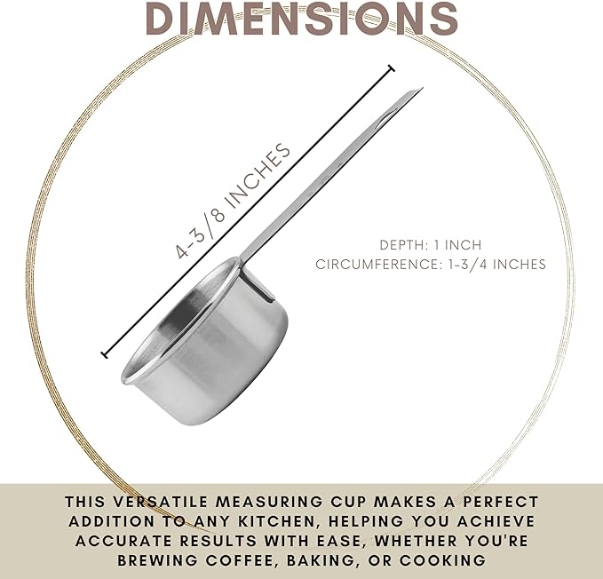 1/8 Cup Stainless Steel Measuring Cup | Sturdy Metal 30 ml | 30 cc | 1 oz | Single Cup for Wet and Dry Ingredients | Great for use as 1/8 Cup Coffee Scoop - 12 PK - Image 3