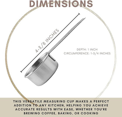 1/8 Cup Stainless Steel Measuring Cup | Sturdy Metal 30 ml | 30 cc | 1 oz | Single Cup for Wet and Dry Ingredients | Great for use as 1/8 Cup Coffee Scoop - 12 PK - Image 3