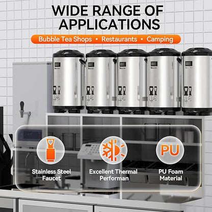 Commercial Insulated Beverage Dispenser with Stand, 2 Gallon Hot Water Dispenser, Hot & Cold Drink Dispenser Temperature Display, for Tea,Coffee(Silver) - Image 2