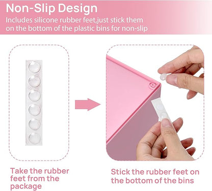 Vtopmart 4 Pack Small Clear Stackable Storage Drawers, Acrylic Bathroom Makeup Organizer, Plastic Storage Bins For Vanity, Undersink, Kitchen Cabinets, Pantry, Home Organization,Pink - Image 7