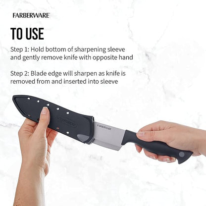 Farberware Edgekeeper 6-Inch Chef Knife with Self-Sharpening Blade Cover, High Carbon-Stainless Steel Kitchen Knife with Ergonomic Handle, Razor-Sharp Knife, Black - Image 5