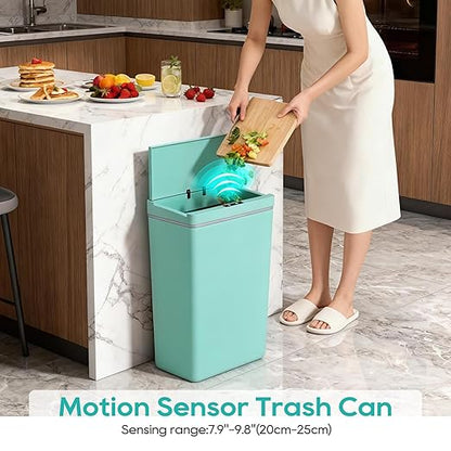 BestOffice 13 Gallon Trash Can Plastic Kitchen Trash Can Automatic Touch Free High-Capacity Garbage Can with Lid for Bedroom Bathroom Home Office 50 Liter Blue - Image 2