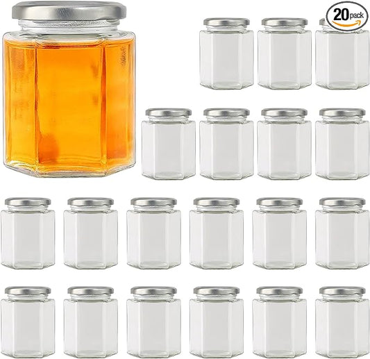 Accguan 20 Pcs 10 oz Glass Jars with Silver Lids, Mason Jars for Gifts, Crafts, Wedding, Spice, Extra Tags String