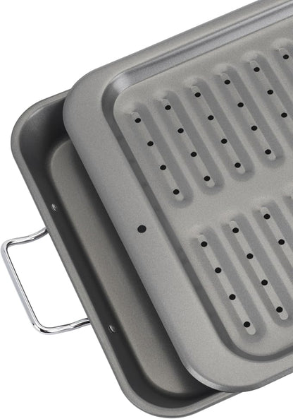 GoodCook Everyday Nonstick Steel Broiler Pan, 11.5" x 14.25", Gray