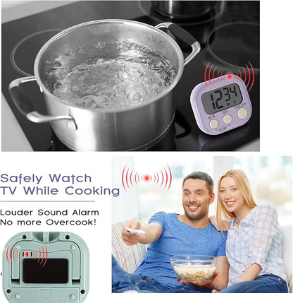 Weewooday 24 Pcs Digital Kitchen Timer Magnetic Timer Bulk On/Off Switch Minute Second Count up Countdown Loud Alarm for Exercise Cook Baking (Macaron Colors) - Image 6