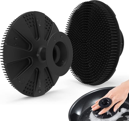 Silicone Sponge, BEAUTAIL Non-Scratch Scrub Sponges for Washing Dishes, Kitchen Fruit Vegetable Cleaning Brush, Long Lasting and Reusable Dishwashing Scrubber, Suction Up Hang Designed, 1 Pack, Black by BEAUTAIL