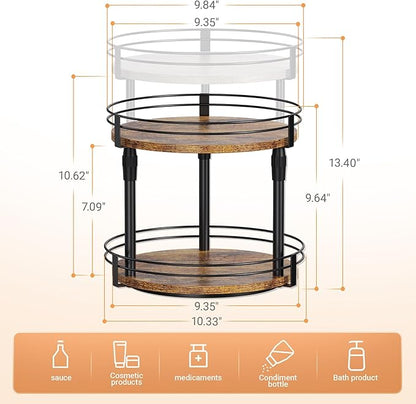 Across-Star Lazy-Susan-Organizer-Spice-Rack, Rotating Spice Organizer For Cabinet Pantry, Seasoning Holder Spice Shelf With Adjustable Height, Kitchen Counter Shelf Countertop Organizer - Image 5