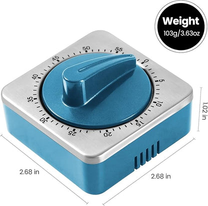 Kitchen Timers for Cooking, Chef Cooking Timer Clock with Loud Alarm,100% Mechanical Desk Timer - No Batteries Required -Magnetic Back, Exquisite Stainless Steel Body -Countdown Reminder Magnetic-Blue - Image 2