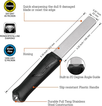 SHARPAL 121N Dual-Grit Diamond Sharpening Stone File Garden Tool Knife Sharpener Coarse 325 / Extra Fine 1200 Grit for Lawn Mower Blade, Axe, Hatchet, Hedge Shears, Chisels, Drills Mothers Day Gifts - Image 2