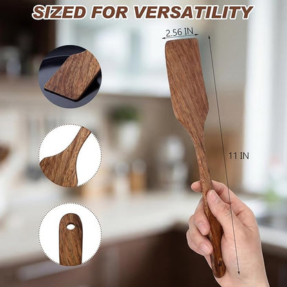 Sieral 20 Pcs Wooden Spatulas Bulk, 11 Inches Natural Acacia Wooden Spatulas with Comfortable Handle, Hard Texture Utensils for Cooking Frying Baking Kitchen Wedding Gifts