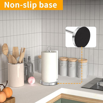Paper Towel Holder Countertop, Stainless Steel, Weighted Base, Paper Towel Stand Holder for Kitchen Bathroom Farmhouse Essentials Decor Accessories, Silver - Image 4