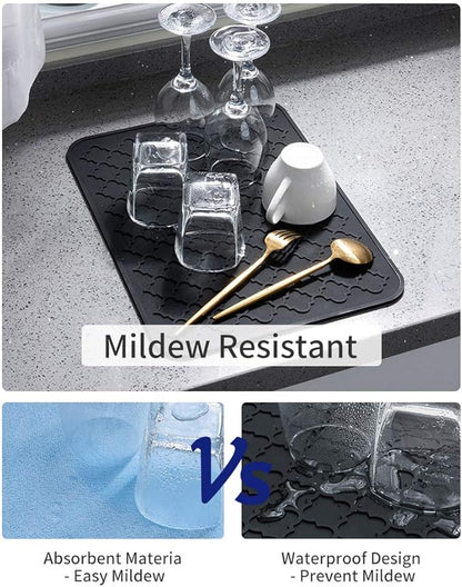 AMOAMI-Dish Drying Mats for Kitchen Counter-Silicone Dish Drying Mat-Kitchen Dish Drying Pad Heat Resistant Mat-Kitchen Gadgets Kitchen Accessories Kitchen Small Appliances(16" x 18", BLACK) - Image 3