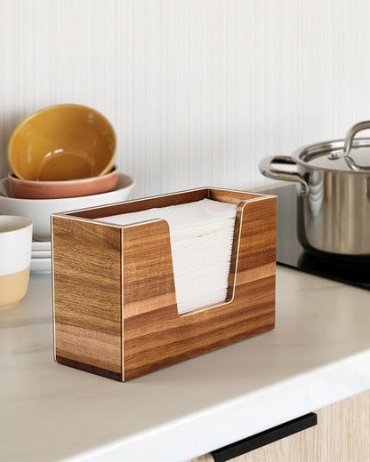 Wooden Paper Towel Holder, Napkin Holder for Bathroom Kitchen Countertop, C-Fold, Z-Fold, Trifold Hand Paper Towel Holder Dispenser