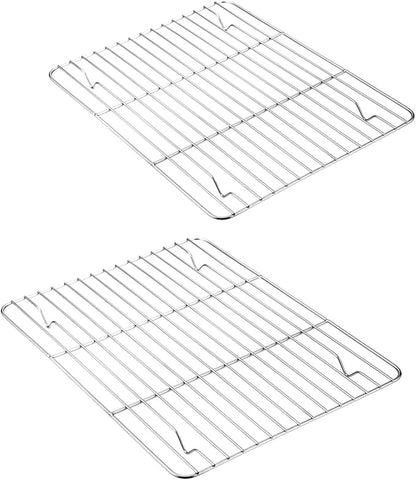 E-far Small Baking Cooling Rack Set of 2, Stainless Steel Metal Roasting Cooking Racks, Size - 9.7"x7.3", Non Toxic & Rust Free, Fit for Toaster Oven, Dishwasher Safe by E-far