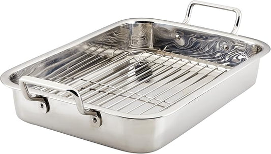 Farberware Classic Traditions Stainless Steel Roaster/Roasting Pan with Rack, 17 Inch x 12.25 Inch by Farberware