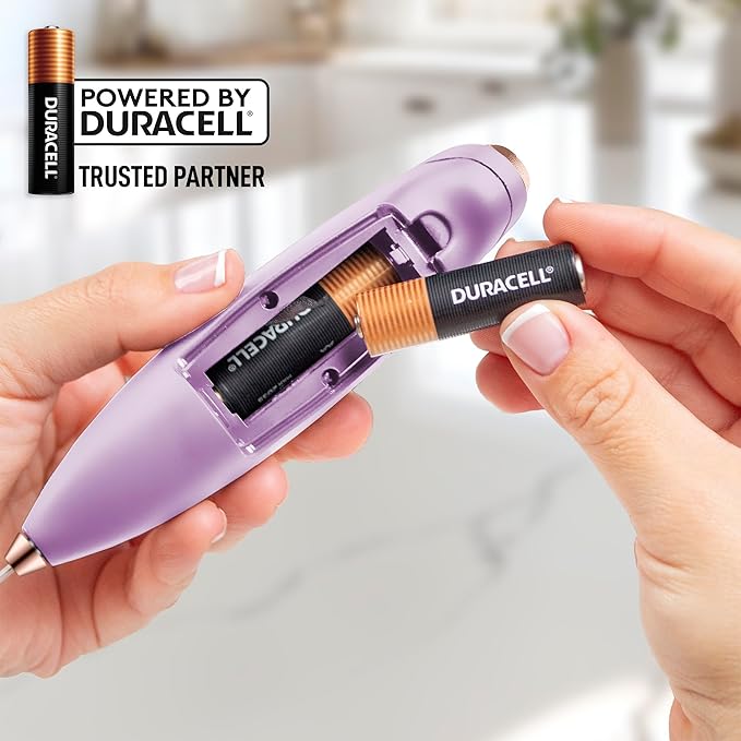 Zulay Kitchen Powerful Milk Frother Wand With 4 AA Duracell Batteries - Ultra Fast Handheld Drink Mixer - Electric Whisk Foam Maker for Coffee, Lattes, Cappuccino, Matcha & Creamer - Lilac & Rose Gold - Image 6