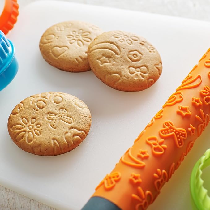 HARFINGTON Pattern Embossed Rolling Pin 14.57" x 1.97" Strip 3D Pattern PP Plastic Non-Stick Embossing Textured Rolling Pins for Baking Cookie Fondant Pastry Clay Dough, Purple