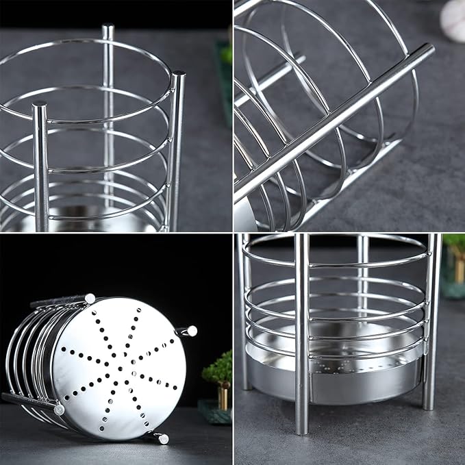 Kitchen Utensil Holder for Kitchen Counter, Stainless Steel Utensil Crocks, Utensil Storage Caddy Organizer, Cooking Utensil Holder, kitchen tools, Easy Cleaning (Silver/7.4''x5.2'') - Image 7