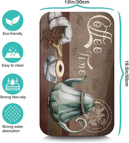 Coffee Bar Mat, 19inx12in, Absorbent, Anti-Slip, Fits Under Coffee Machine